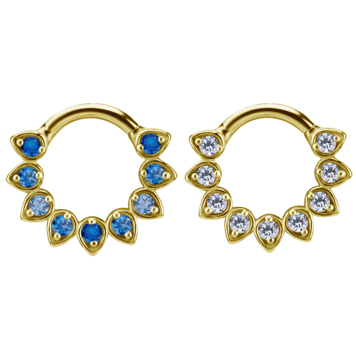 18k gold plated CoCr clicker ring with premium zirconia