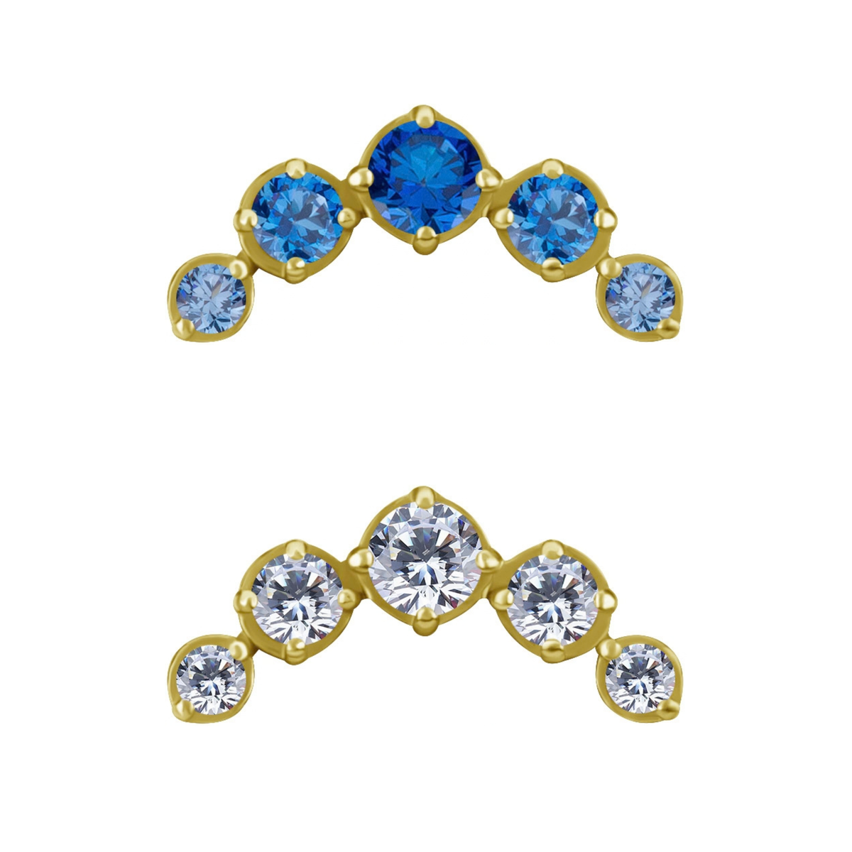18k gold plated CoCr threadless attachment with zirconia