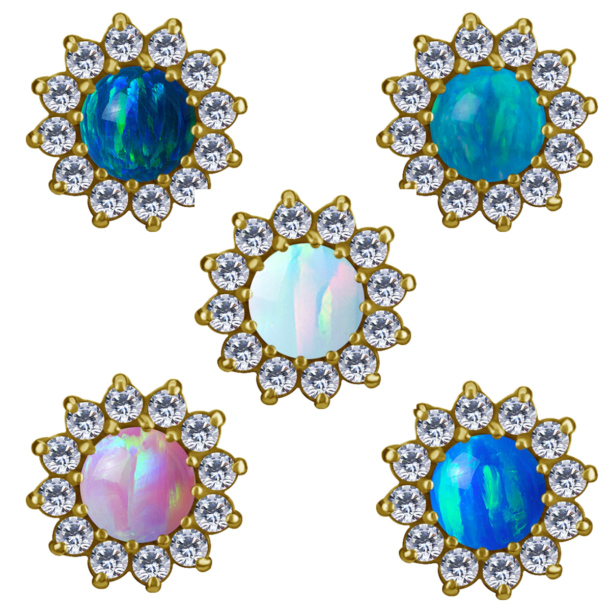 18 K Gold CoCr Opal Flower Threadless
