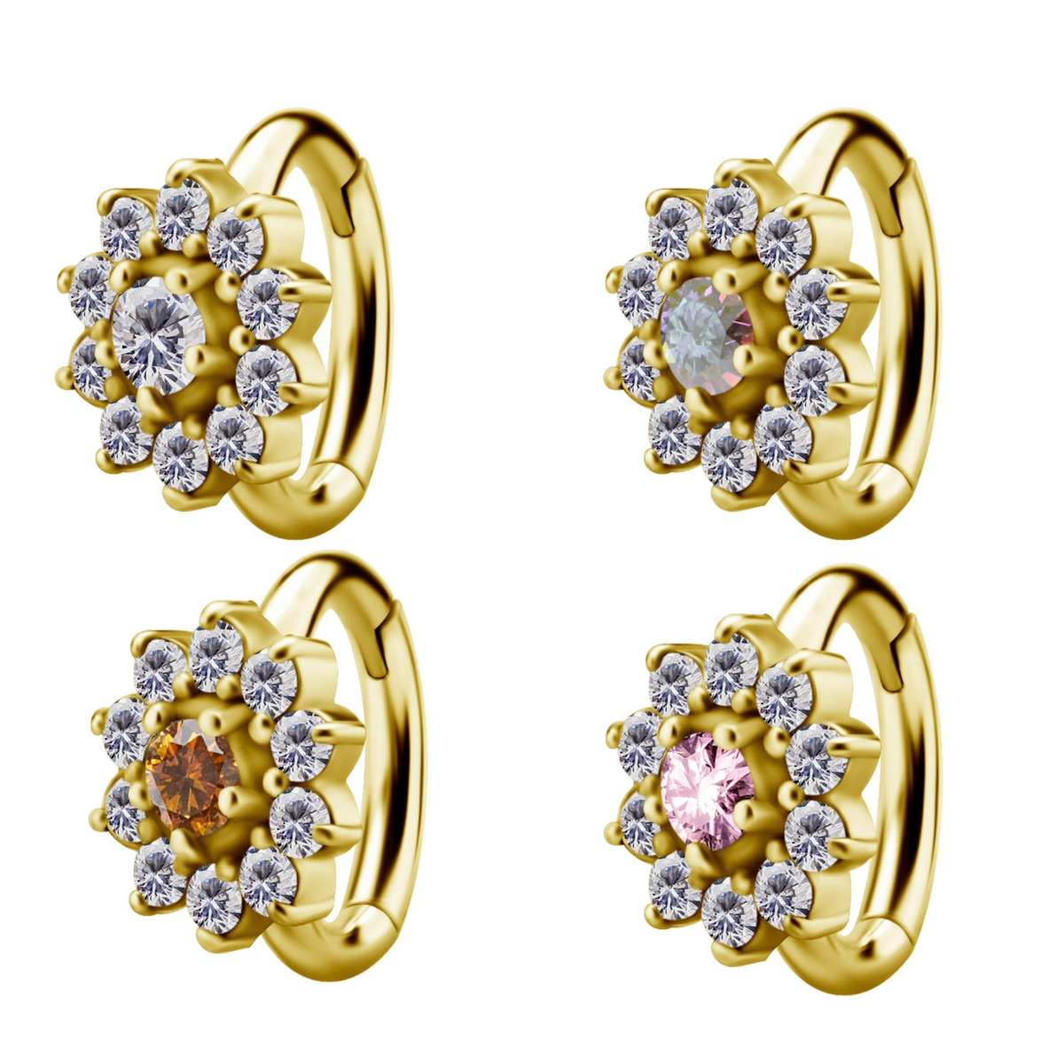 Anneau de rook en CoCr plaqué or 18k avec une fleur