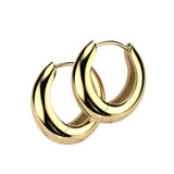 Pair of 316L Stainless Steel Hand Polished Wide Hinged Hoop Earrings