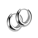 Pair of 316L Stainless Steel Hand Polished Wide Hinged Hoop Earrings