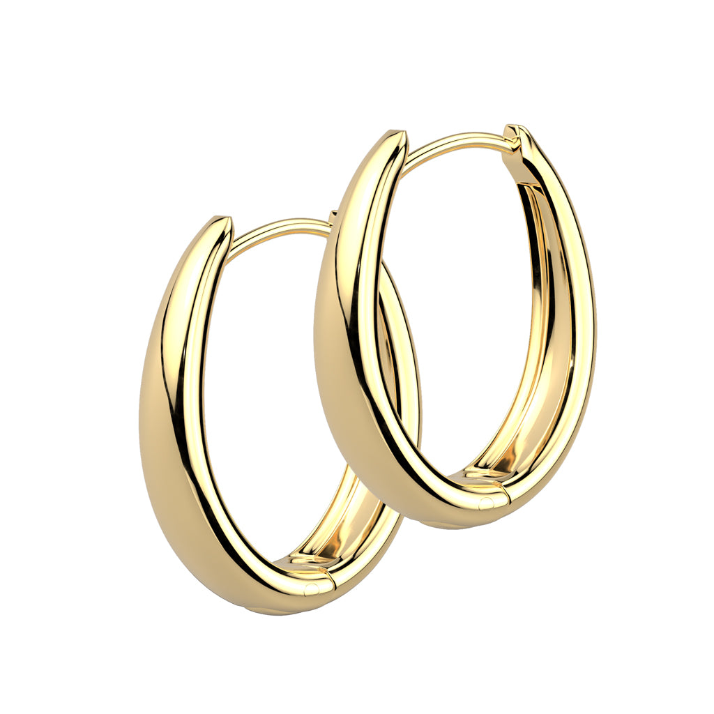 Pair of 316L Stainless Steel Wide Oval Hinged Hoop Earrings