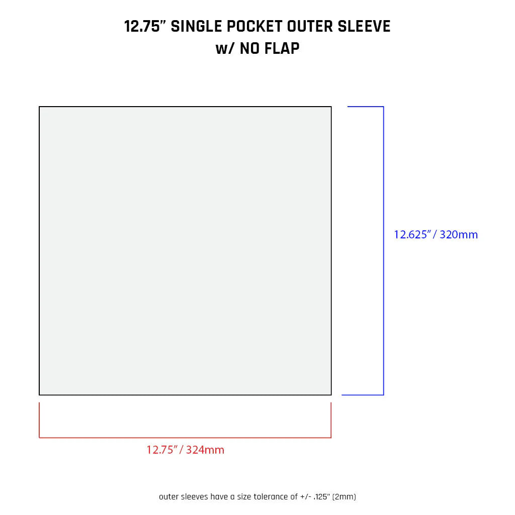 12" Single Pocket Outer Sleeves w/ No Flap - 4mil (25 pack)