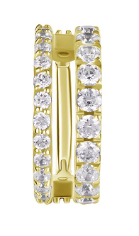 18k gold plated CoCr clicker with jewelled double rings