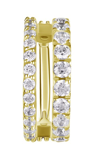 18k gold plated CoCr Clicker with jewelled double rings