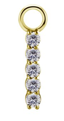 18k gold plated CoCr jewelled bar charm 11mm for clicker