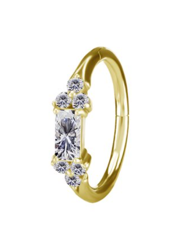 18k gold plated CoCr front facing jewelled Clicker ring