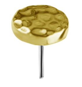 18k gold threadless hammered disc attachment