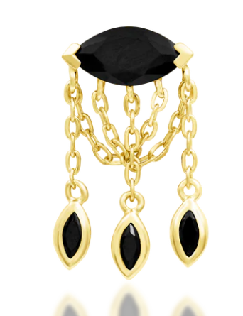 Claudia - Black Cz - Yellow Gold