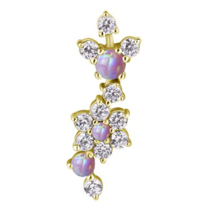 18k gold plated CoCr threadless attachment w. flower & opals