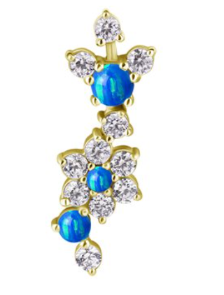 18k gold plated CoCr threadless attachment w. flower & opals