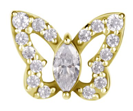 18k gold plated CoCr threadless butterfly attachment