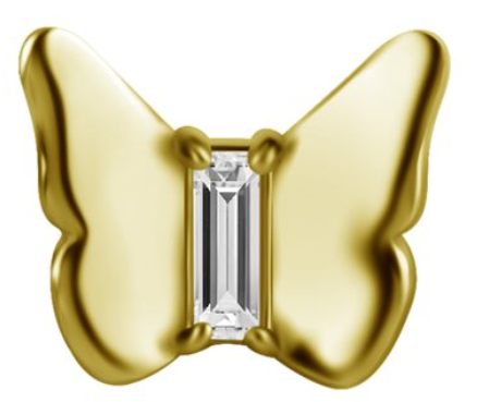 18k gold threadless jewelled butterfly attachment