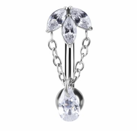 Internal jewelled navel banana with pear drop dangle