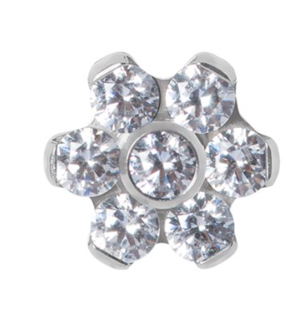 Titanium internal jewelled flower attachment