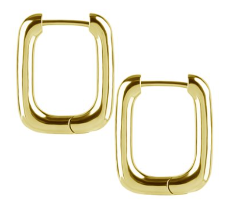 18k gold plated CoCr hoop earrings with square profile