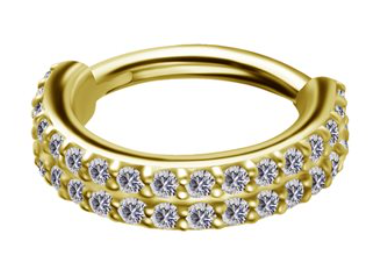 24k gold plated CoCr jewelled hinged Clicker ring