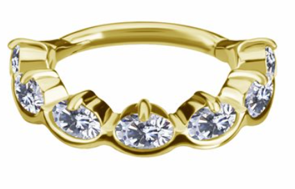 18k gold plated CoCr Clicker ring with oval premium zirconia