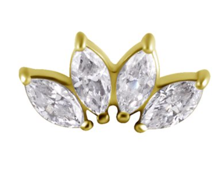 18k gold plated CoCr threadless attach. w. premium zirconia