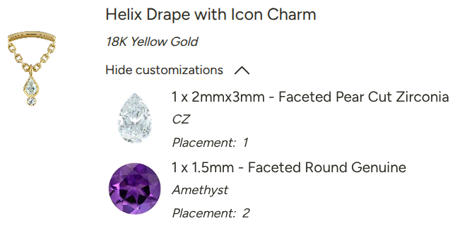Helix Drape CZ with Icon Charm Amethyst