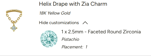 Helix Drape Pistachio with Zia Charm