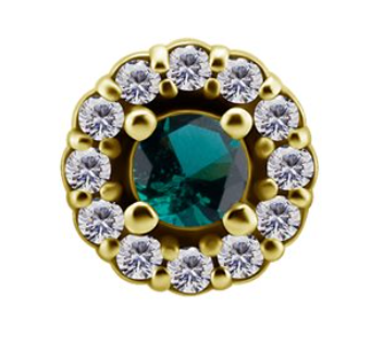 18k gold plated CoCr internal round att. set with nano gem