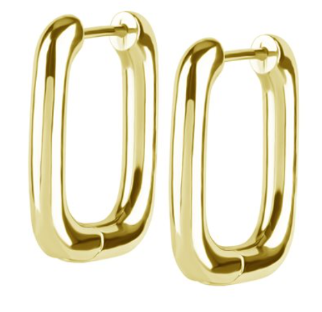 18k gold plated CoCr hoop earrings with square profile