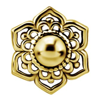 Attache interne sans filet en or 18k en forme de fleur