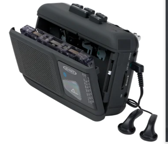 JENSEN® Baladeur/Enregistreur de Cassette Portable Bluetooth® avec Haut-Parleurs Intégrés, Radio AM/FM, sortie audio et écouteurs