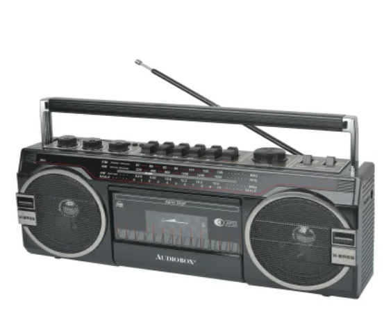 Audiobox® RXC-25BT – Boom Box Portable 10 W avec Lecteur/Enregistreur de Cassette, Radio 3 bandes, Bluetooth® et haut-parleurs