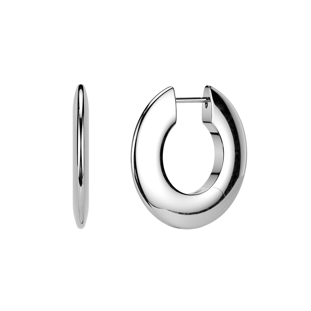 Pair of Titanium Hinged Hoop Wide Round Earrings