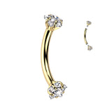 Threaded Curved Barbell With Star Prong Set CZ Ends