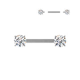 Threaded Nipple Barbell With Prong Set CZ Ends