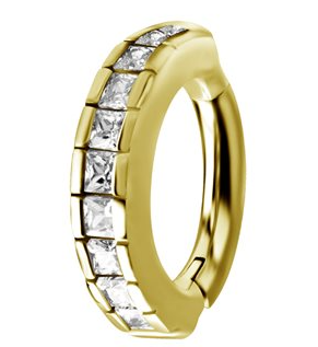 18k gold plated CoCr hinged jewelled belly Clicker ring