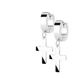 Hinged Hoop Earrings with Cross Dangle croix