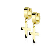 Hinged Hoop Earrings with Cross Dangle croix