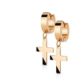 Hinged Hoop Earrings with Cross Dangle croix