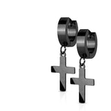 Hinged Hoop Earrings with Cross Dangle croix