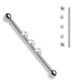 3-Internal Thread Round Gem 316L Surgical Steel Internal Thread Industrial Barbells