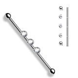 3-Internal Thread Round Gem 316L Surgical Steel Internal Thread Industrial Barbells