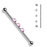 3-Internal Thread Round Gem 316L Surgical Steel Internal Thread Industrial Barbells