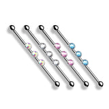 3-Internal Thread Round Gem 316L Surgical Steel Internal Thread Industrial Barbells