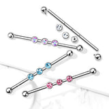 3-Internal Thread Round Gem 316L Surgical Steel Internal Thread Industrial Barbells