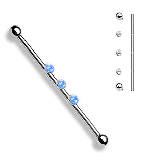3-Internal Thread Round Opal Center 316L Surgical Steel Internal thread Industrial Barbells
