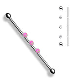 3-Internal Thread Round Opal Center 316L Surgical Steel Internal thread Industrial Barbells