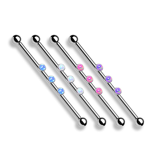 3-Internal Thread Round Opal Center 316L Surgical Steel Internal thread Industrial Barbells