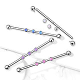 3-Internal Thread Round Opal Center 316L Surgical Steel Internal thread Industrial Barbells