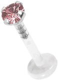 3mm Prong Set Labret with Swarovski attachment
