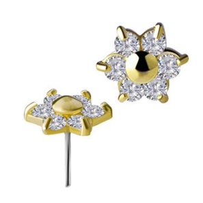 Fleur interne sans filet en or 18k avec des pierres